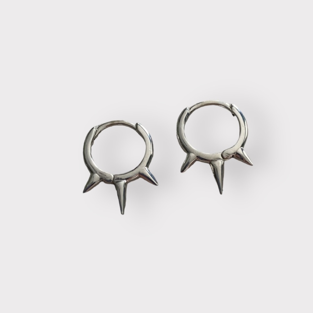 Silver glam punk earrings